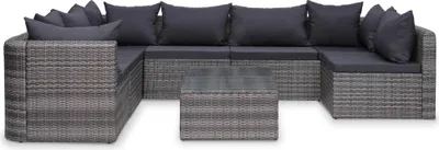 Obrázok produktu pre vidaXL 8-dielna záhradná obývacia súprava s vankúšmi Poly Rattan Grey