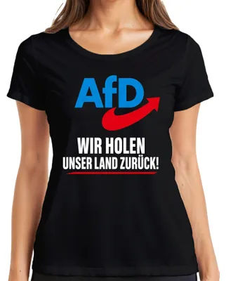 Immagine prodotto di AfD: "Riprendiamoci il nostro paese". Dichiarazione patriottica. Maglietta da donna, colore nero, taglia M. (Con un tono sarcastico)