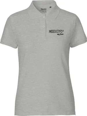Produktbild von Huuraa Damen Polo Shirt Mexico City my love M Sport Grey Bio Baumwolle Fairtrade Poloshirt Geschenkidee