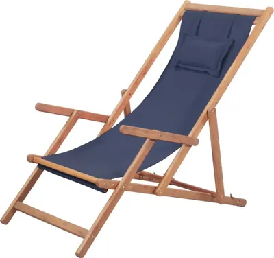 Produktbild von "2026 Promotion" Strandstuhl Klappbar Stoff und Massivholz Blau - Gartenstühle CC26272