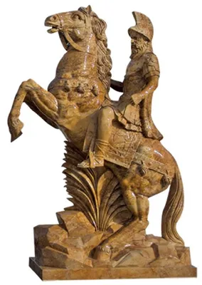 Image de Casa Padrino Sculpture en marbre de style antique Romain sur cheval à droite Marron H. 210 cm - Décoration de jardin
