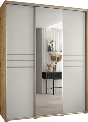 Produktbild von MEBLE KRYSPOL Davos 11 Schrank, drei Türen - 235,2x190x60 cm - Artisan Weiß Silber