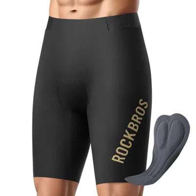 Immagine prodotto di ROCKBROS Pantaloni da ciclismo da uomo imbottiti corti Pantaloni da ciclismo Traspiranti Asciugatura rapida Per bici da corsa e MTB Nero Taglia UE XL
