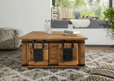 Produktbild von MASSIVMOEBEL24 Truhe Mango 90x90x45 natur lackiert RAILWAY #164