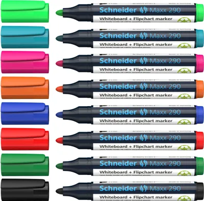 Produktbild von Schneider Maxx 290 Whiteboard- und Flipchart-Marker farbsortiert 2,0 - 3,0 mm, 8 St.