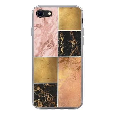 Produktbild von MuchoWow® Handyhülle Schutzhülle Hülle für iPhone 7 Marmor - Rosa - Gold Silikon Softcase Handy Hülle - Kartenhalter