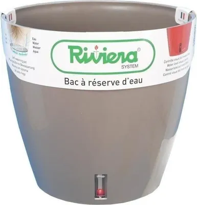 Produktbild von Blumentopf, Runder Kunststoff, RIVIERA EVA NEW, Mit Wasserreserve, Ø45 x H45 cm, 49 L, Taupe