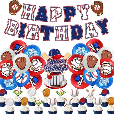 Image de Ensemble de décorations pour anniversaire sur le thème du baseball (32 pièces)