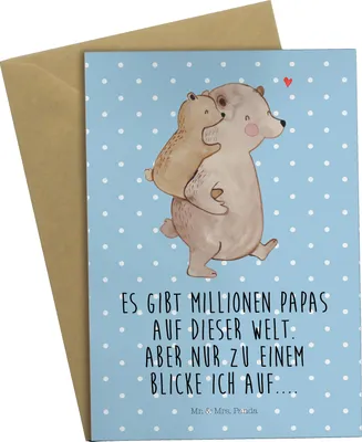 Produktbild von Mr. & Mrs. Panda Glückwunschkarte Papa Bär - Blau Pastell - Geschenk, Grußkarte, osterkarte, osterkarten, Vatertag, Grußkarten, Geburtstag, einladungskarten, Muttertag
