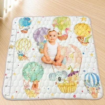 Immagine prodotto di Tappetino pieghevole Unyqoos® con motivi animali – superficie in poliestere, imbottitura di 2 cm, antiscivolo e lavabile, adatto a bambini dai 3 mesi ai 6 anni