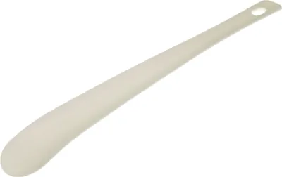 Produktbild von Schuhlöffel aus Kunststoff mit Lochung Weiß ca. 35cm