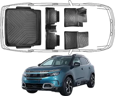 Produktbild von 3D Fußmatten & Obere Kofferraumwanne Auto Set Kompatibel mit Citroën C5 Aircross 2017-2022