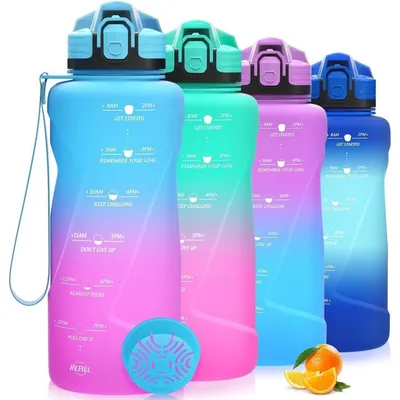 Immagine prodotto di Borraccia sportiva da 500 ml - 2 litri, a prova di perdite, senza BPA, in Tritan, con indicatore del tempo