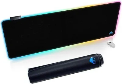 Produktbild von XXL Gaming-Mauspad, 1400 x 500 mm, RGB-Beleuchtung mit 9 Lichtmodi, rutschfest, wasserdicht, geeignet für Tastatur und Laptop – Schwarz