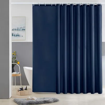Produktbild von Duschvorhang Überlänge Dunkelblau Antibakteriell Wasserabweisend 275x180cm