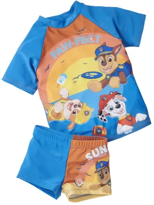 Produktbild von Paw Patrol Schwimmset UV-Schutz 50+ für Jungen - Kinder Badeanzug Shirt und Hose Zweiteiler Blau 122-128