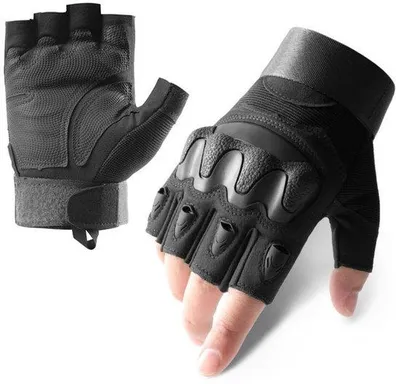 Produktbild von Taktische Outdoorhandschuhe für Männer und Frauen - Fingerringhandschuhe - Geländefahrradschuhe - Geeignet für Outdoor-Sportarten, Motorräder, Fahrräder, Training, Luftgewehrschießen, Schießen, Jagen, Wandern (M)