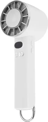 Productafbeelding van Draagbare, handzame ventilator met weinig geluid, instelbare snelheden en koeltechnologie met ijs. Handheld ventilator voor buitengebruik, wit
