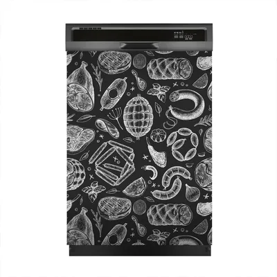 Produktbild von Magnete Dekorative 60x80 cm Küche Magnetmatte Spülmaschine - Schinken Würstchen Jamon Steak