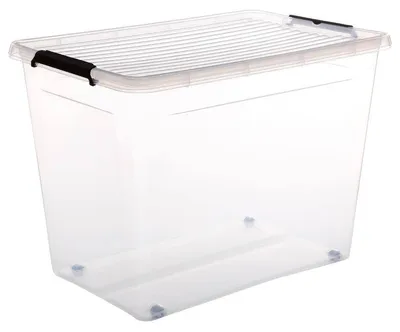 Produktbild von Aufbewahrungsbox mit Rollen 80 L Transparent