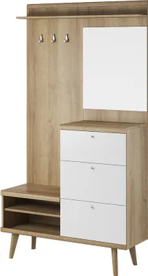 Produktbild von Minio, šatní set "OSLO" se zrcadlem, šatní skříň, dub riviera / bílá matná barva