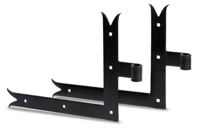 Produktbild von Alberts Fensterladen-Winkelband | Abschluss gerade oder Karpfenschwanz für oben oder unten | schwarzer Tauchlack | Rolle: Ø14 mm | Größe 250 x 300 x 35 mm | 2er Set