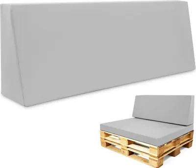 Zdjęcie produktu dla Poduszka na palety na zewnątrz Poduszka na plecy z europalety 40 x 120 cm - piankowa poduszka na siedzisko do palet i sofy z palet w kolorze jasnoszarym