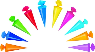 Produktbild von 20 Deko Schultüten / Länge: 15cm / 10 verschiedene Farben