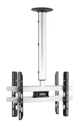 Produktbild von VCM Universal TV Deckenhalterung für 2x TVs | 42-65 Zoll bis 60 kg | bis VESA bis 600x400 | höhverstelbar 74-130 cm | TV Halterung 360 Grad schwenkbar drehbar und 15 Grad neigbar | Fernseher Halter – CM4