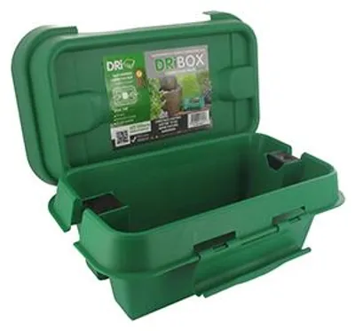 Produktbild von Wasserdichte Dribox Gehäuse für elektrische Anschlüsse im Außenbereich. Schutzart IP55. Maße 200 x 90 x 90 mm. Grüner Behälter