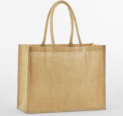 Produktbild von Westford Mill W470 | Natural Starched Jute Classic Shopper Einkaufstasche - Farbe: Natural/Natural - Größe: 42 x 33 x 19 cm