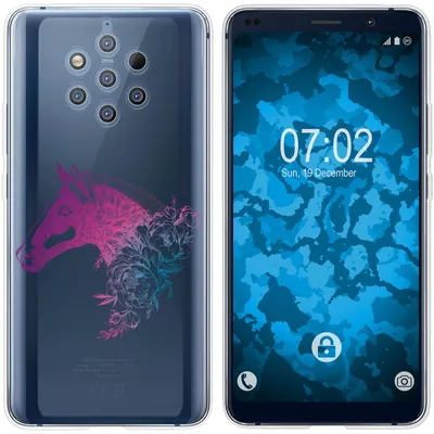 Produktbild von PhoneNatic Case kompatibel mit  Nokia 9 PureView Silikon-Hülle Floral Pferd M5-6