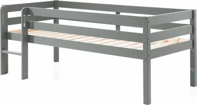 Produktbild von VIPACK Kojen-Spielbett mit Liegefläche 90 x 200 cm, inkl. Leiter, Rolllattenrost und 3 Schubkästen, Kiefer und MDF grau lackiert