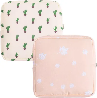 Produktbild von Handtuch Halter Perioden Tasche - Monatsbinde Aufbewahrungstasche mit Reißverschluss - Tragbare Slipeinlagen Tasche für Frauen - Teenager Mädchen Damen (2 Stück)