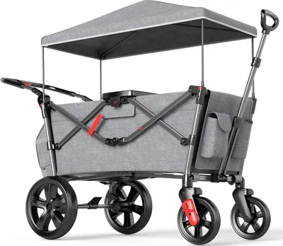 Produktbild von Faltbare Bollerwagen für 2 Kinder mit Dach und Sicherheitsgurten