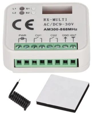 Schaltermodul, weiß, 9-30V, 2-Kanal, 300-868MHz, ABS