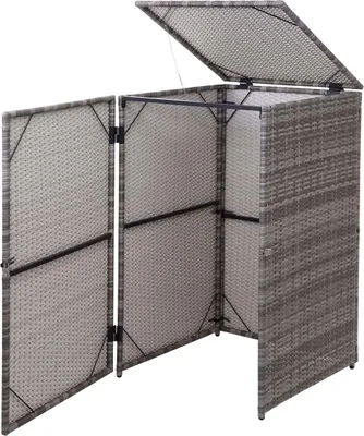 Produktbild von Kryt na odpadkový kôš HWC-E25, kryt na odpadkový kôš, poly-ratan 120l ~ sivá