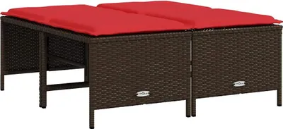 Immagine prodotto di Sgabelli da giardino con Cuscini 4 pz in Polyrattan Marrone