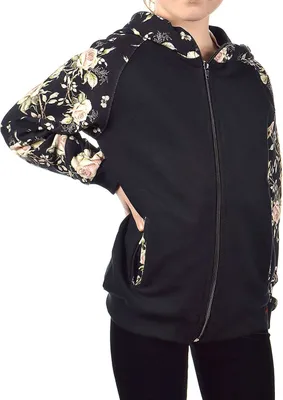 Produktbild von KMISSO Mädchen Pullover mit Kapuze Blumenmuster Schwarz 104
