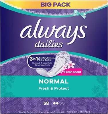 Obrázok produktu pre Always Dailies Fresh and Protect Normal Fresh nohavičky 58 ks