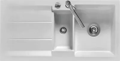 Produktbild von Spüle KeraDomo GENEA 100 F in SATIN mit Excenterbedienung / Einbauspüle / Flächenbündig
