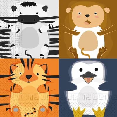 Immagine prodotto di 20 tovaglioli - Animali dello zoo - circa 33 x 33 cm