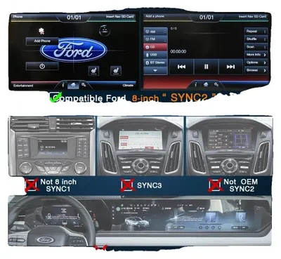 Zdjęcie produktu dla Bezprzewodowy Carplay, łatwa instalacja, kompatybilność z Ford Sync2, do Ford Sync2+kamera