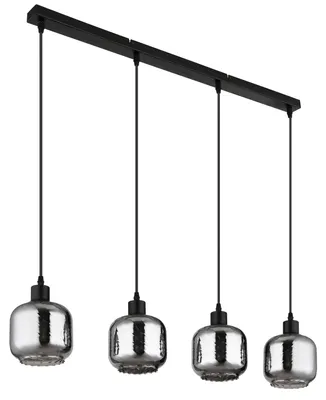 Immagine prodotto di Lampada a sospensione, 4 fiamme, vetro fumé, nero opaco, L 89 cm