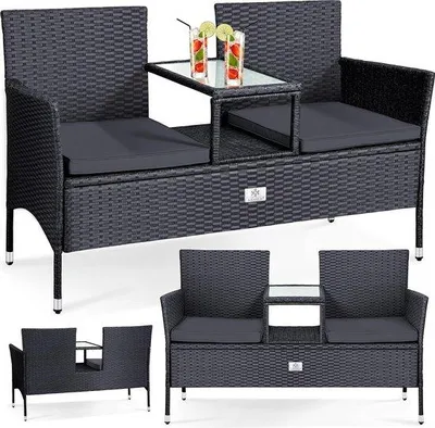 Zdjęcie produktu dla Zestaw wypoczynkowy na balkon, kolor antracytowy, 133 x 55 x 84 cm