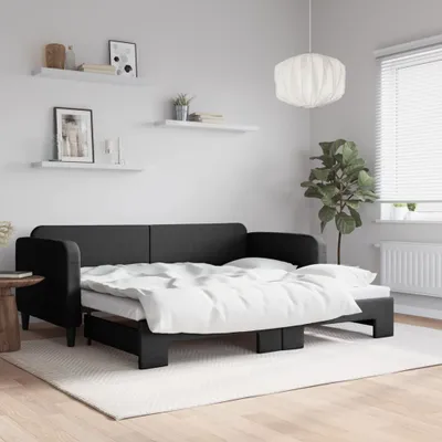 Image de Maison Exclusive - Canapé-lit convertible noir 90 x 190 cm en tissu