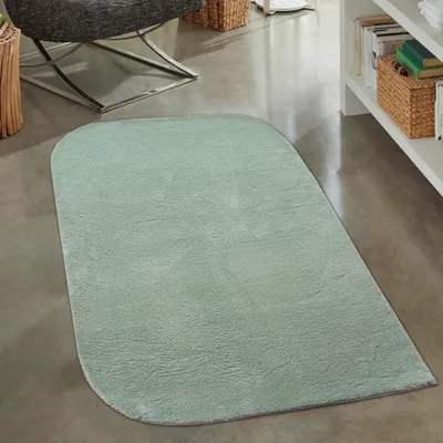 Produktbild von Designer Teppich | abgerundeten Ecken | waschbar | grün Größe - 80 x 150 cm
