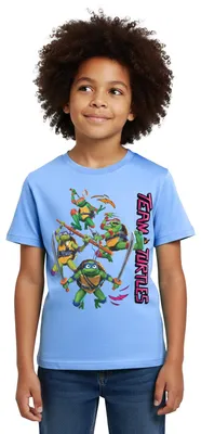 Produktbild von Spreadshirt TMNT Mutant Mayhem Team Turtles Kinder T-Shirt, 98/104 (3-4 Jahre), Himmelblau