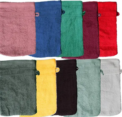 Produktbild von 10er Pg. Waschhandschuh uni Walk Frottier, mit Borde, ca. 16x21cm, Waschlappen, 100% Baumwolle