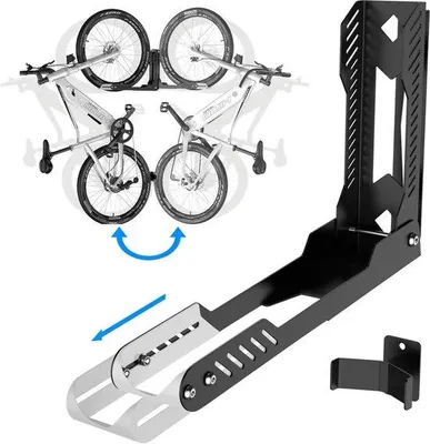 Productafbeelding van Fiets muurhouder rotatable (140°) - voor MTB, gravelbike & e-bike - ruimtebesparend en eenvoudig in gebruik - m-winkel